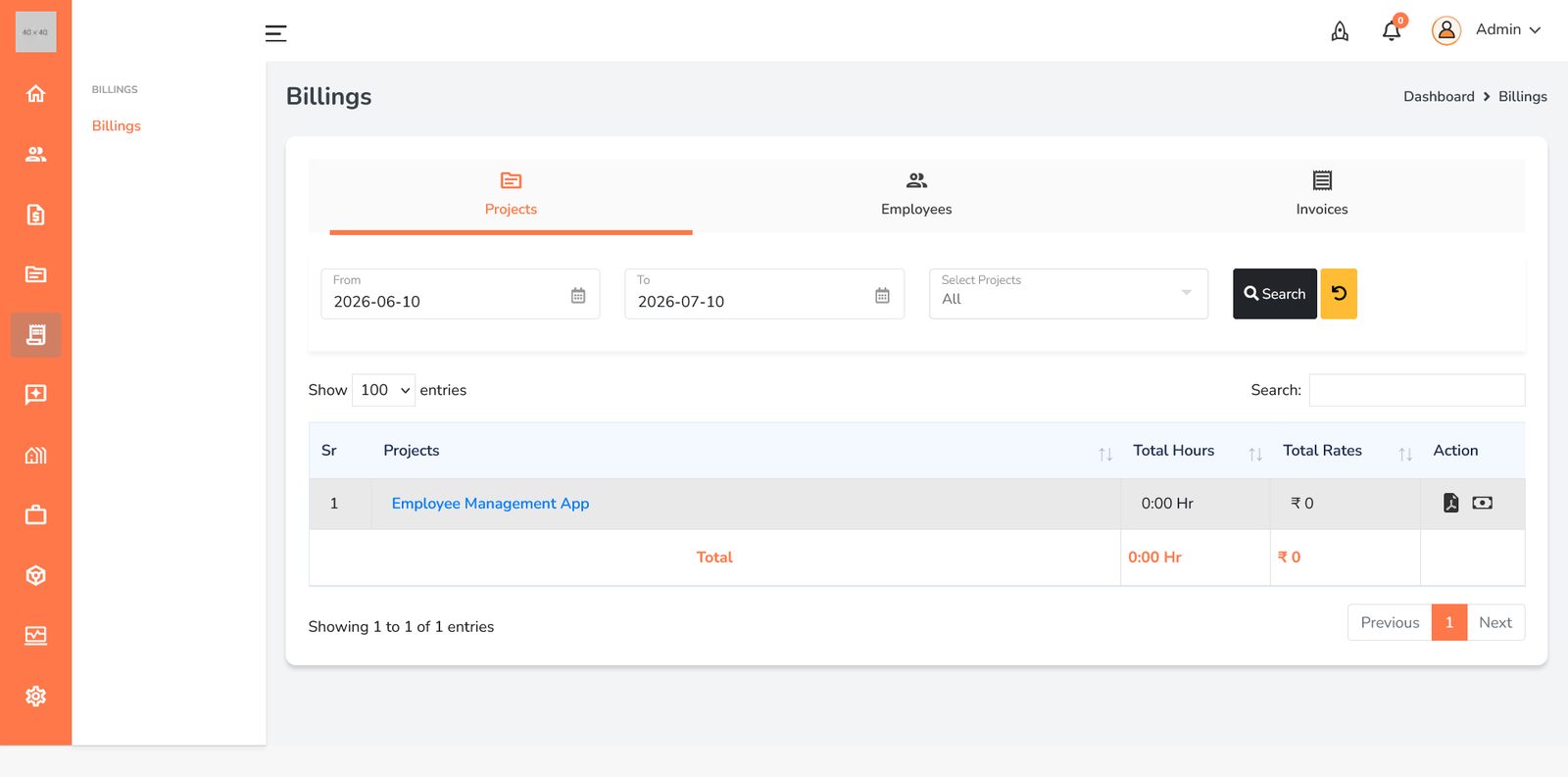 ShiftworkQ project billing with total hours, rates and invoice generation