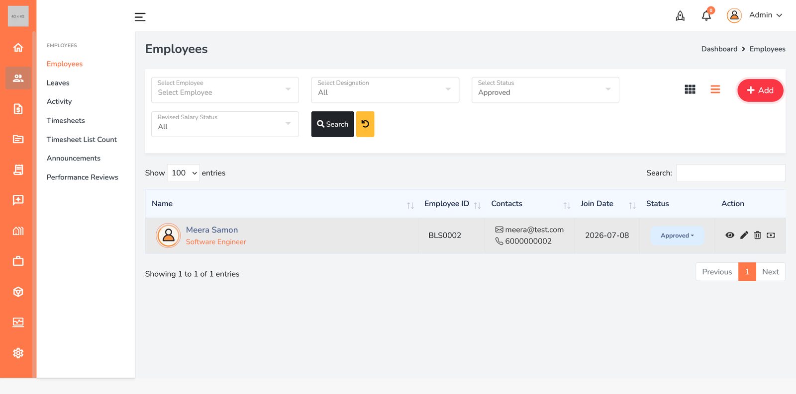 ShiftworkQ HRMS employee directory with filters, search and inline actions